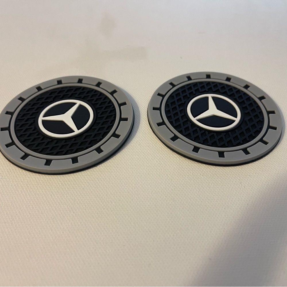 Mercedes Benz Car Cup Coasters in Black and Gray Set of 2 NWT - Picture 3 of 4